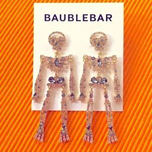 Brand New BaubleBar Halloween Crystal Rhinestone Skeleton Bones Drop Earrings